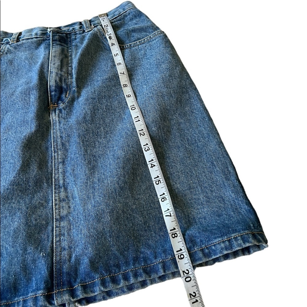 Vintage 80’s 90’s Georges Marciano for Guess cotton blue jean mini skirt size 0 - Picture 4 of 9